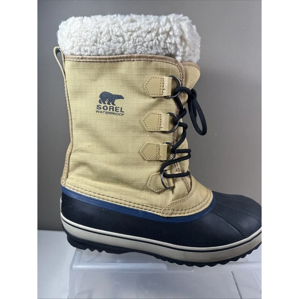 Sorel 1964 Pac Nylon Waterproof Winter Snow‎ Boot Men US 9 Tan/Black WORN ONCE!